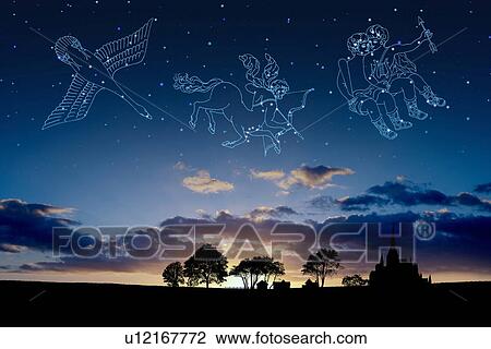 Stock Image - Image of Astrology signs, (Cygnus, Sagittarius, Gemini). Fotosearch