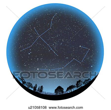 Stock Photo - Image of Astrology signs, (Cygnus, Ursa Minor), white background. Fotosearch