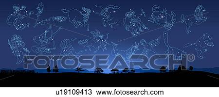 Stock Image - Image of Astrology signs in sky. Fotosearch