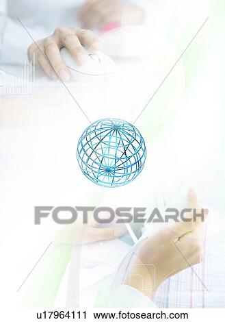 Image of globe and hands using computer mouse and holding papers, computer graphic View Large Photo Image Stock Image - Image of globe and hands using computer mouse and holding papers, computer graphic. Fotosearch