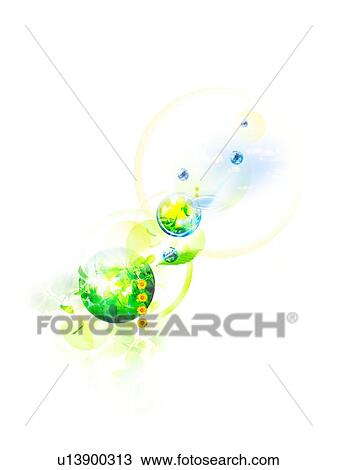 Stock Image - Image of plants and sky, computer graphic, white background. Fotosearch