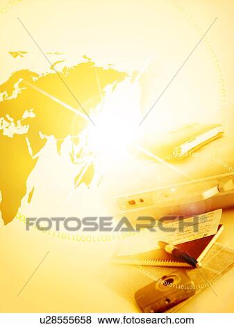 Image of world map and business travel, computer graphic, toned image View Large Photo Image Stock Photo - Image of world map and business travel, computer graphic, toned image. Fotosearch