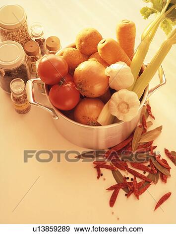 Ingredients of curry in a pan View Large Photo Image Stock Photo - Ingredients of curry in a pan. Fotosearch