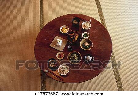 Japanese Cuisine on Round Table in Japanese Room View Large Photo Image Stock Photo - Japanese Cuisine on Round Table in Japanese Room. Fotosearch
