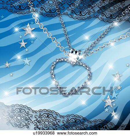 Stock Photo - Jewelry, heart, stars, laces and zebra pattern, CG. Fotosearch