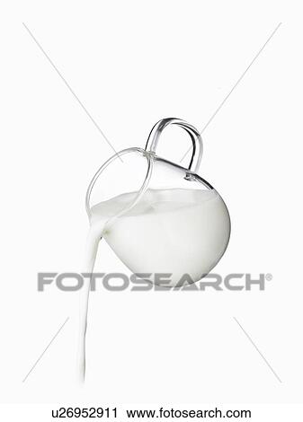 Stock Image - Milk pouring from pitcher. Fotosearch