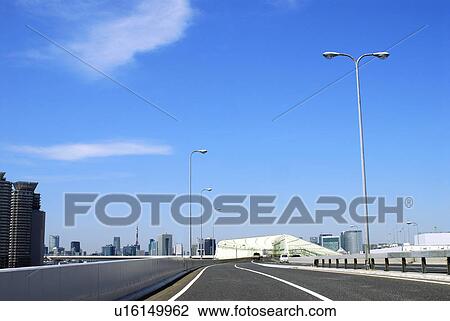 Stock Image - Office buildings and highway, Tokyo prefecture, Japan. Fotosearch
