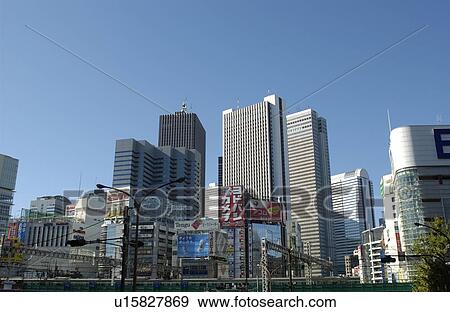Office buildings under blue sky, Tokyo prefecture, Japan View Large Photo Image Stock Photo - Office buildings under blue sky, Tokyo prefecture, Japan. Fotosearch