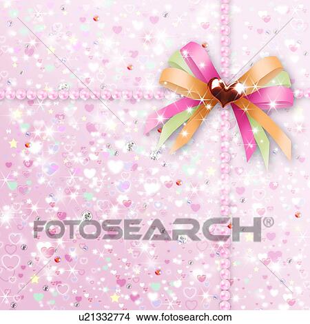 Picture - Pearls, sequins, ribbon and heart shape, CG. Fotosearch