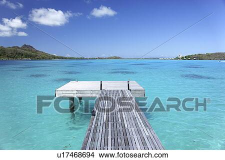 Picture - Pier, Bora Bora Island, Tahiti. Fotosearch