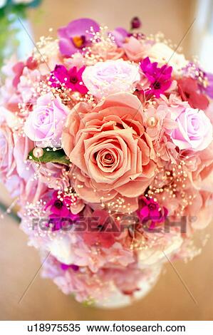 Stock Photography - Pink flower bouquet, close up. Fotosearch