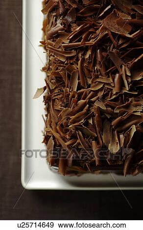 Stock Photo - Plate of chocolate cake, close up. Fotosearch