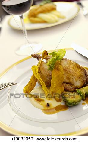 Stock Photo - Plate of roasted quail. Fotosearch