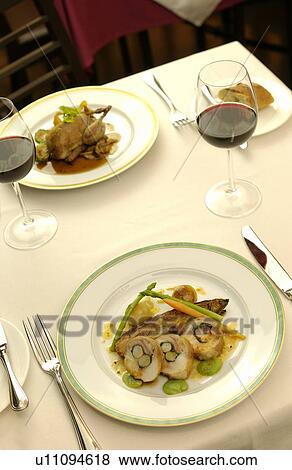 Stock Photo - Plate of roasted rabbit. Fotosearch