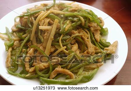 Plate of stir-fried beef and bell peppers, close up View Large Photo Image Stock Image - Plate of stir-fried beef and bell peppers, close up. Fotosearch