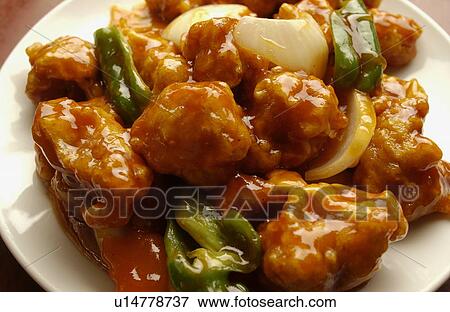 Plate of sweet and sour pork, close up View Large Photo Image Stock Photo - Plate of sweet and sour pork, close up. Fotosearch
