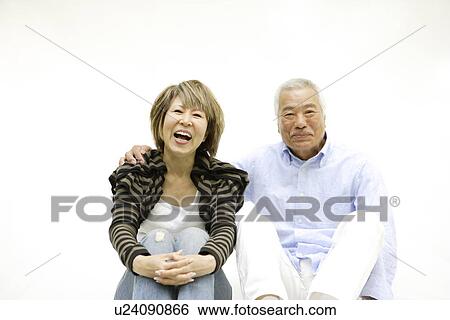 Portrait of mature woman and senior man, sitting, white background View Large Photo Image Stock Photograph - Portrait of mature woman and senior man, sitting, white background. Fotosearch