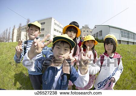 Portrait of school children at riverbank, fish-eye lens View Large Photo Image Stock Photo - Portrait of school children at riverbank, fish-eye lens. Fotosearch
