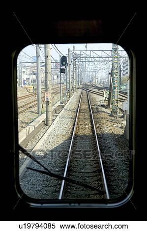 Railroad track, view from train View Large Photo Image Stock Photography - Railroad track, view from train. Fotosearch