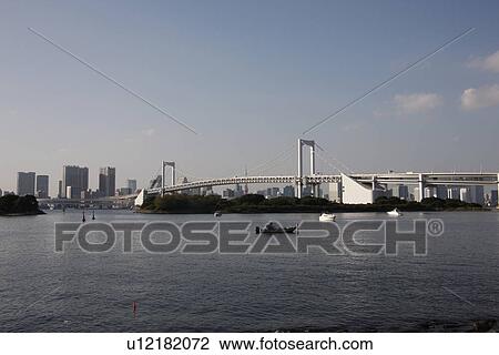 Stock Image - Rainbow bridge, Tokyo Prefecture, Honshu, Japan. Fotosearch