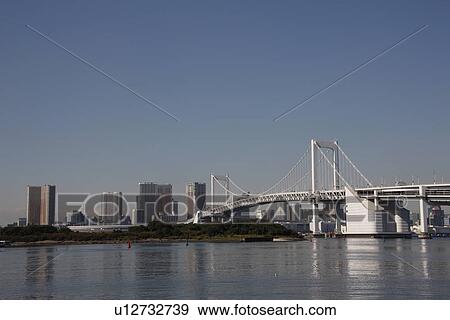 Stock Photo - Rainbow bridge, Tokyo Prefecture, Honshu, Japan. Fotosearch