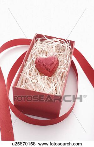 Red Heart Chocolate in Box View Large Photo Image Stock Photo - Red Heart Chocolate in Box. Fotosearch