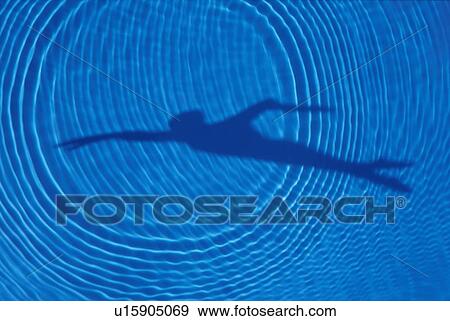 Stock Photo - Rippled water and shadow of a person. Fotosearch