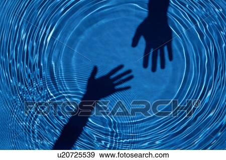 Stock Photo - Rippled water and shadow of human hands. Fotosearch