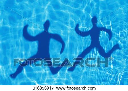 Rippled water and shadows of two people running View Large Photo Image Stock Photo - Rippled water and shadows of two people running. Fotosearch