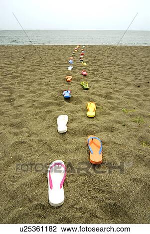 Sandals placed in lines on beach, Kamakura city, Kanagawa prefecture, Japan View Large Photo Image Stock Image - Sandals placed in lines on beach, Kamakura city, Kanagawa prefecture, Japan. Fotosearch