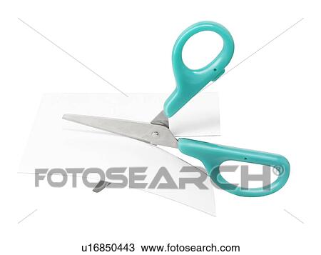 Scissors cutting paper, white background View Large Photo Image Stock Image - Scissors cutting paper, white background. Fotosearch