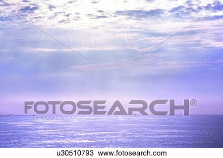 Stock Image - Sea at dawn, Toyama Prefecture, Honshu, Japan. Fotosearch