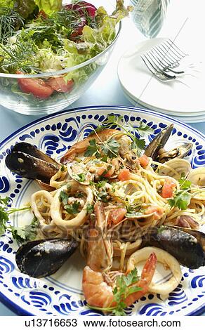 Stock Image - Seafood pasta. Fotosearch