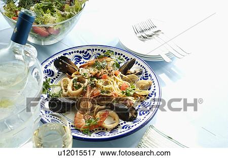 Stock Photo - Seafood pasta. Fotosearch