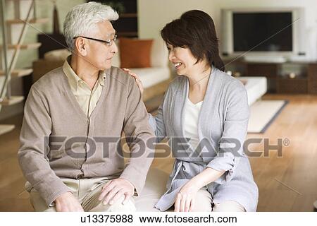 Stock Photo - Senior couple face to face. Fotosearch