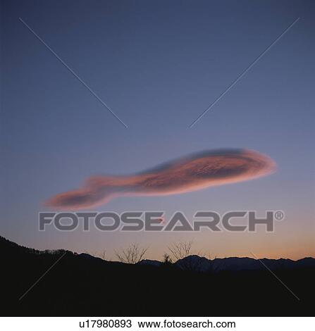 Stock Image - Silhouette of a mountain, Gunma Prefecture, Honshu, Japan. Fotosearch