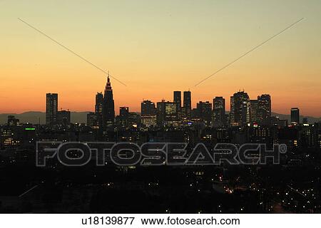 Skyline of Shinjuku, Tokyo at dawn View Large Photo Image Stock Photo - Skyline of Shinjuku, Tokyo at dawn. Fotosearch