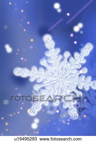 Stock Image - Snow crystal and snowman. Fotosearch