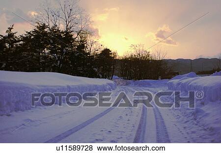 Stock Photo - Snowy road. Fotosearch