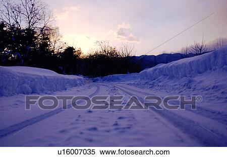 Snowy road View Large Photo Image Stock Photography - Snowy road. Fotosearch