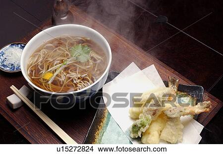 Picture - Soba noodles and Tempura. Fotosearch