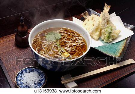 Soba noodles and Tempura View Large Photo Image Stock Photo - Soba noodles and Tempura. Fotosearch