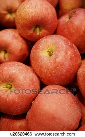 Stock Photograph - Stack of apples, close up, full frame. Fotosearch