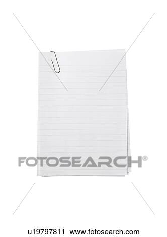Stock Image - Stack of blank paper with paper clip. Fotosearch
