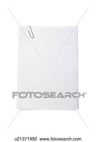 Stock Image - Stack of blank paper with paper clip. Fotosearch