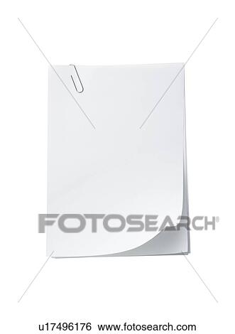Stock Photograph - Stack of blank paper with paper clip. Fotosearch