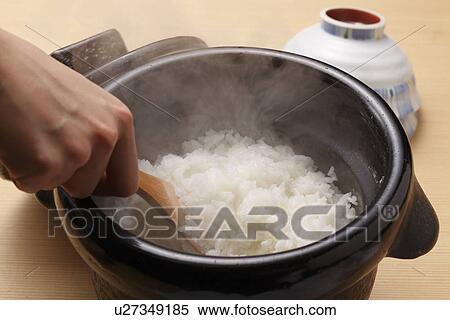 Steamed rice in a pot View Large Photo Image Stock Photography - Steamed rice in a pot. Fotosearch