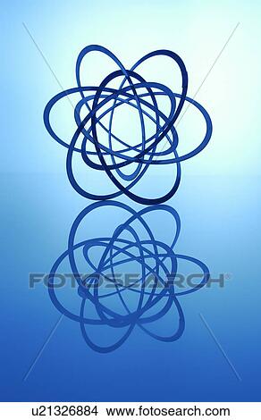 Picture - Tangled metal rings, blue background. Fotosearch