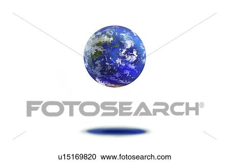 Stock Image - The earth, computer graphic, white background. Fotosearch
