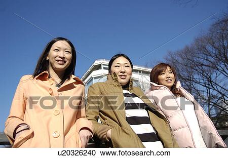 Three young women on footbridge, Tokyo Prefecture, Honshu, Japan View Large Photo Image Stock Image - Three young women on footbridge, Tokyo Prefecture, Honshu, Japan. Fotosearch
